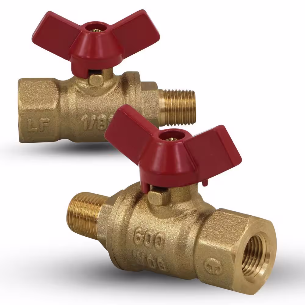 The Plumber's Choice 1/8 in. Lead Free Brass MIP and FIP Full Port Ball Valve with Butterfly Handle