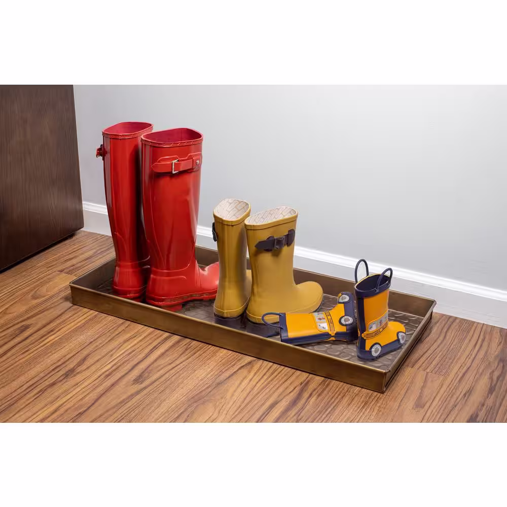Good Directions 208BR Pebbles 30 in. x 13 in. Brass Boot Tray and Door Mat