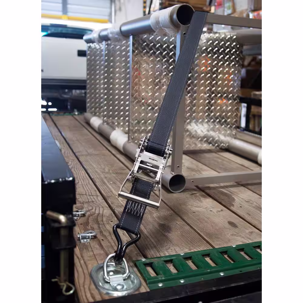 None 2 in. x 15 ft. 2000 lbs. Double J-Hook Ratchet Tie Down Strap