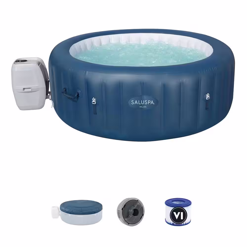Bestway SaluSpa Milan Airjet Plus 6-Person Inflatable Hot Tub w/Intex PureSpa Cup Holder