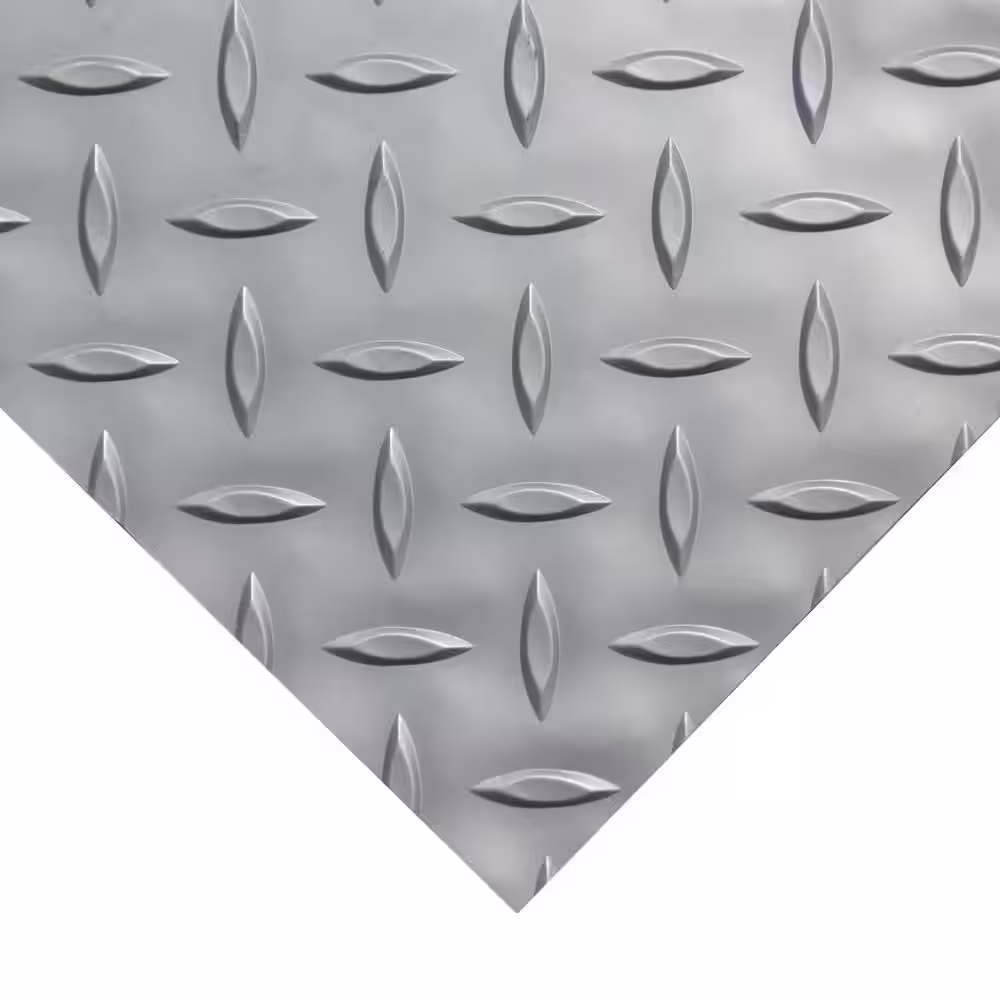 Rubber-Cal Diamond-Plate Metallic 4 ft. x 6 ft. Silver PVC Flooring (24 sq. ft.)