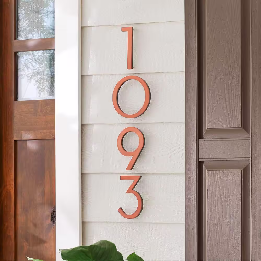 Everbilt 6 in. Antique Copper Aluminum Floating or Flat Modern House Number 1