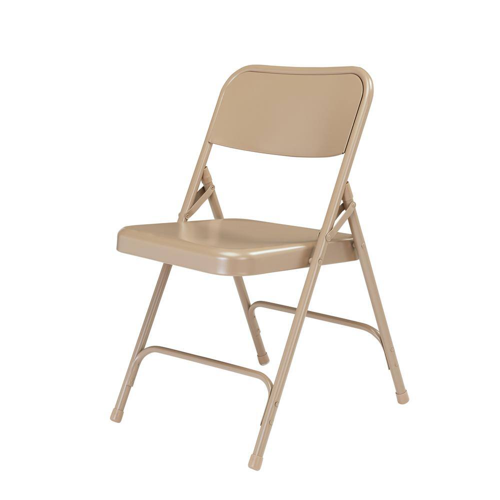 National Public Seating 200 Series Beige Premium All-Steel Double Hinge Folding Chair (4-Pack)