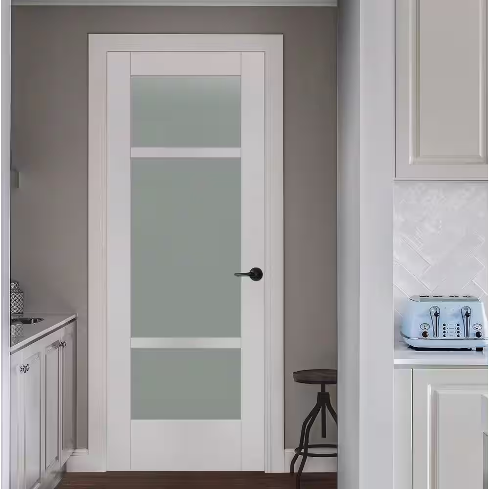 JELD-WEN 32 in. x 80 in. MODA Primed PMT1031 Solid Core Wood Interior Door Slab w/Translucent Glass