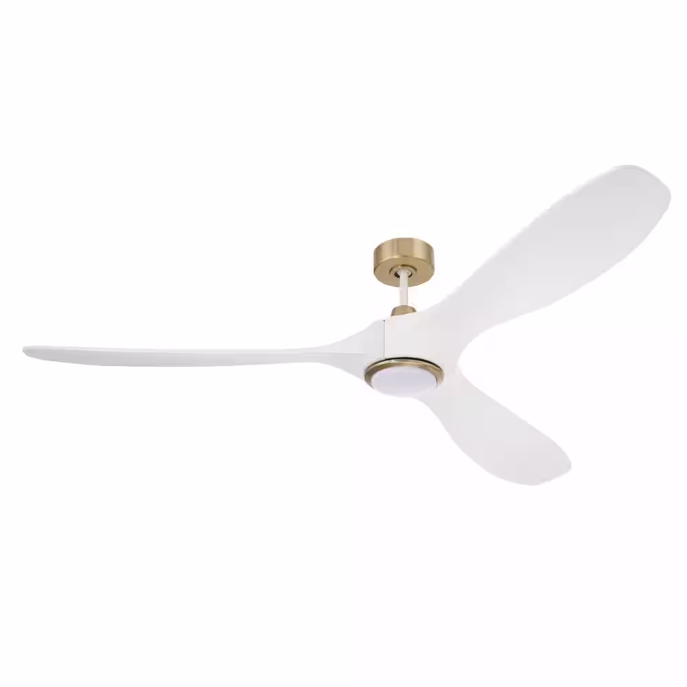 CRAFTMADE Envy 72 in. Indoor/Outdoor White and Satin Brass Ceiling Fan with Smart Wi-Fi Enabled Remote and Integrated LED Light