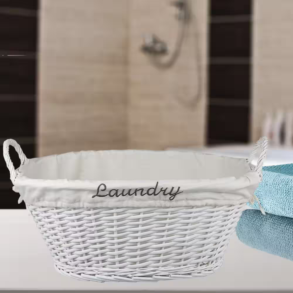 Home Basics White Wicker Basket