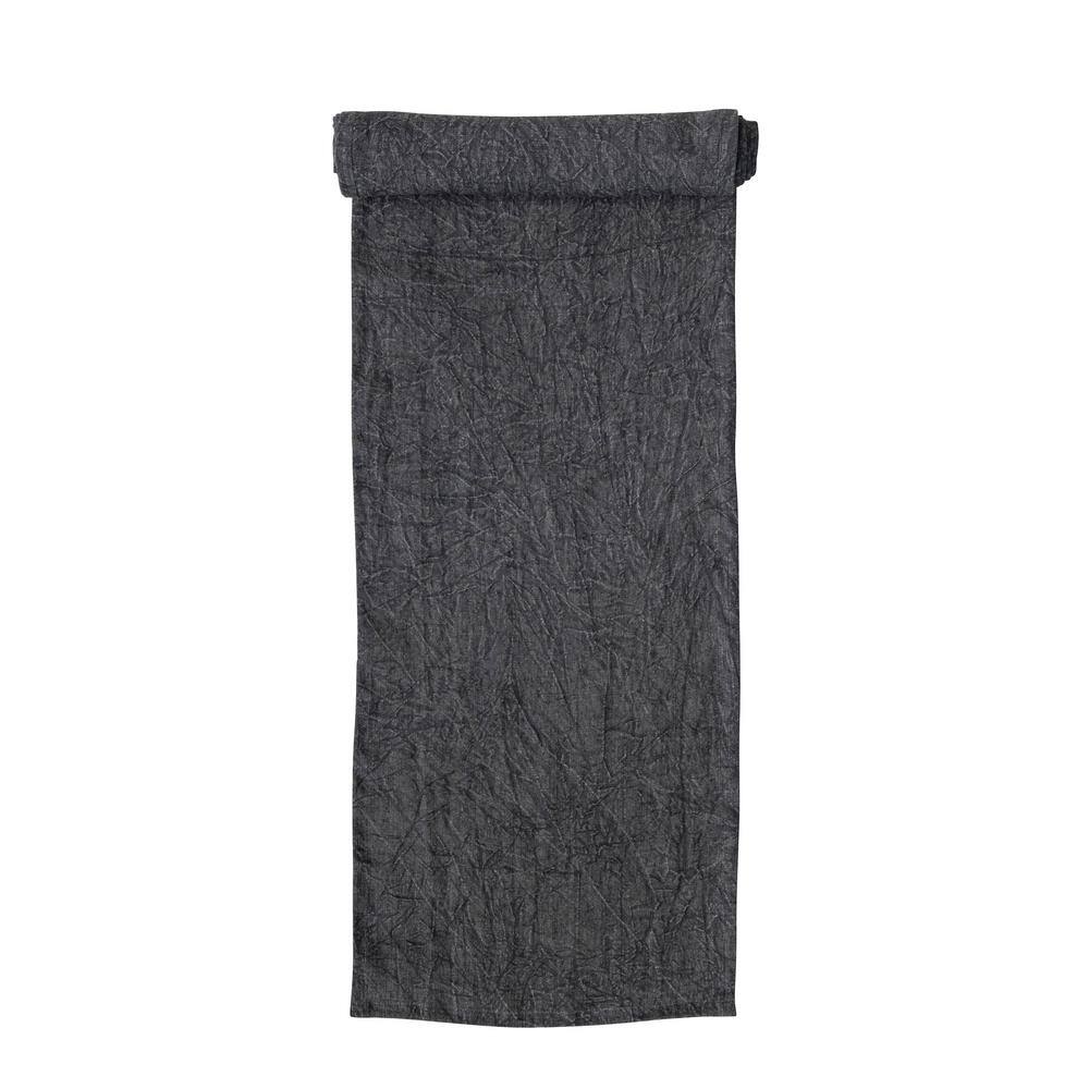 Storied Home 14 in. W x 108 in. L Charcoal Gray Solid Stonewashed Linen Table Runner