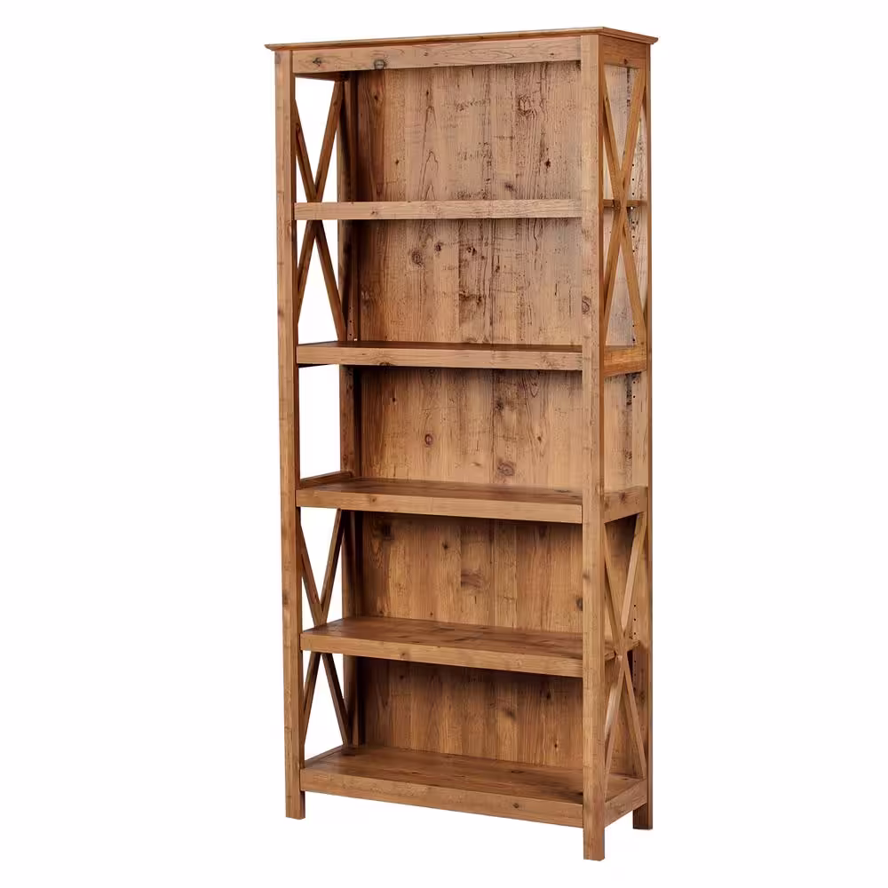 SAINT BIRCH Houston 71 in. Rustic Brown 5-Shelf Standard Bookcase