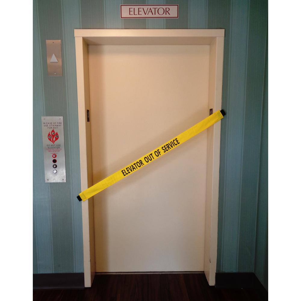 Magnetic Door Barrier Nylon Elevator Out of Service Safety Banner with Magnetic Ends Fit's Up To A 51 in. W Elevator Doorway