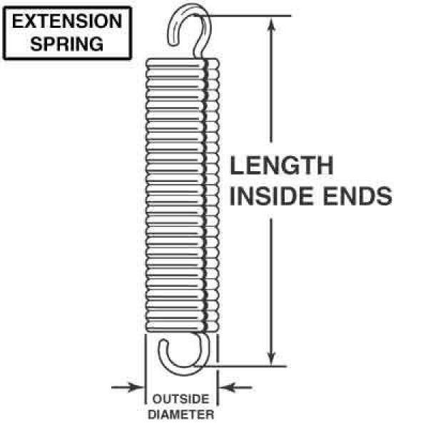 Everbilt Extension Spring, Spring Steel Const, Nickel-Plated Finish, .120 GA x 1 in. x 8-1/2 in., Closed Single Loop, (1-Pack)
