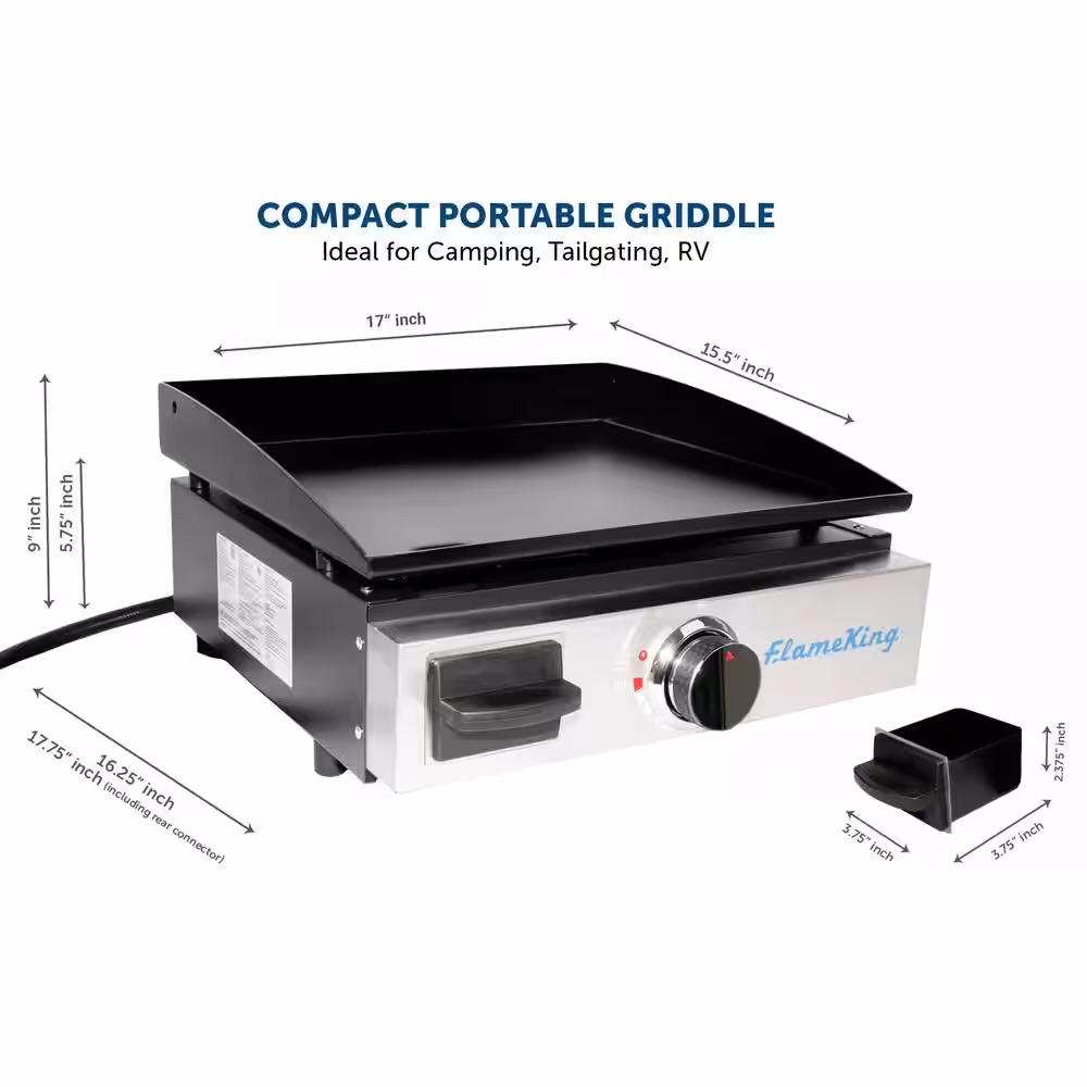 Flame King 17 in. LP Griddle with Small Regulator for RV