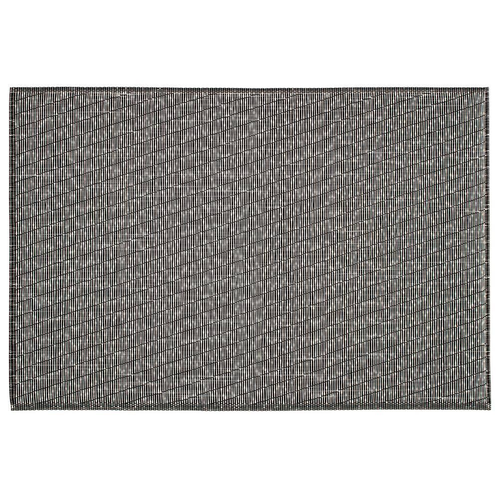 Kraftware EveryTable 18 in. x 12 in. Black & White Weave PVC Placemat (Set of 6)