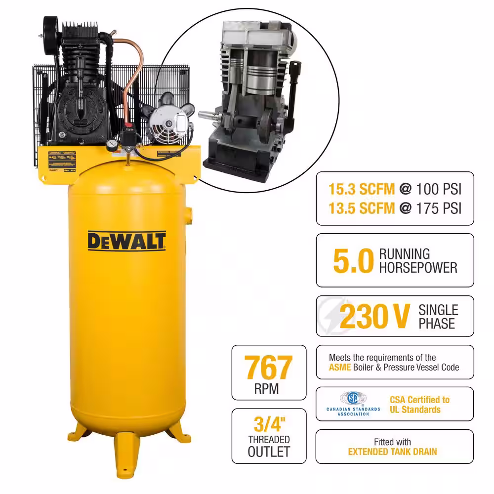 DEWALT 60 Gal. 175 PSI Two Stage Stationary Electric Air Compressor
