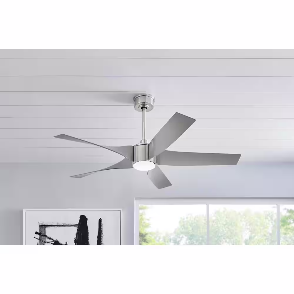 Home Decorators Collection Sky Parlor 56 in. LED Indoor Brushed Nickel Ceiling Fan with Light