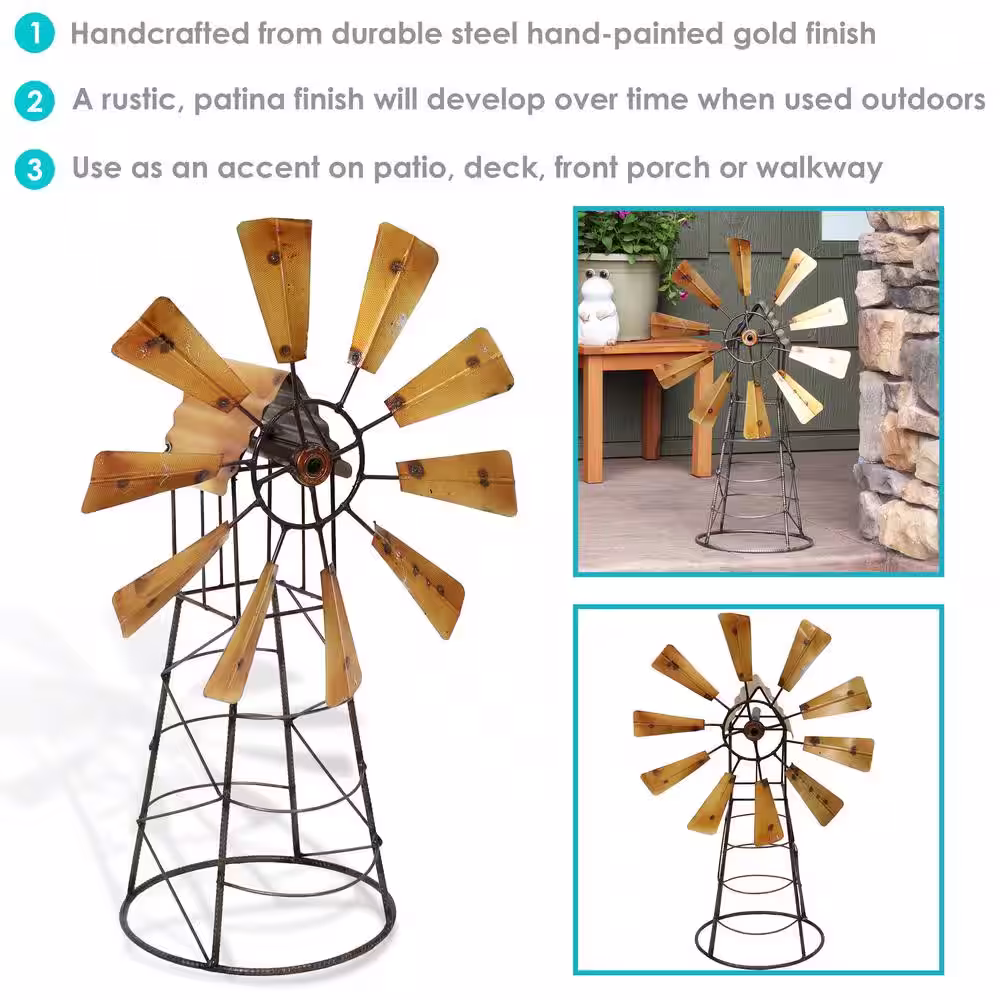 Sunnydaze Decor Sunnydaze Golden Farmhouse Windmill Garden Statue