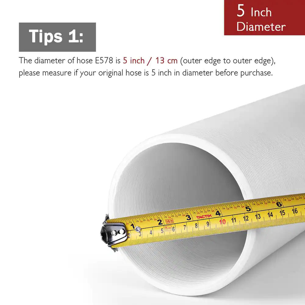 TURBRO 5 in. x 6.5 ft. Non-Insulated Flexible Exhaust Hose for Portable Air Conditioner, Clockwise