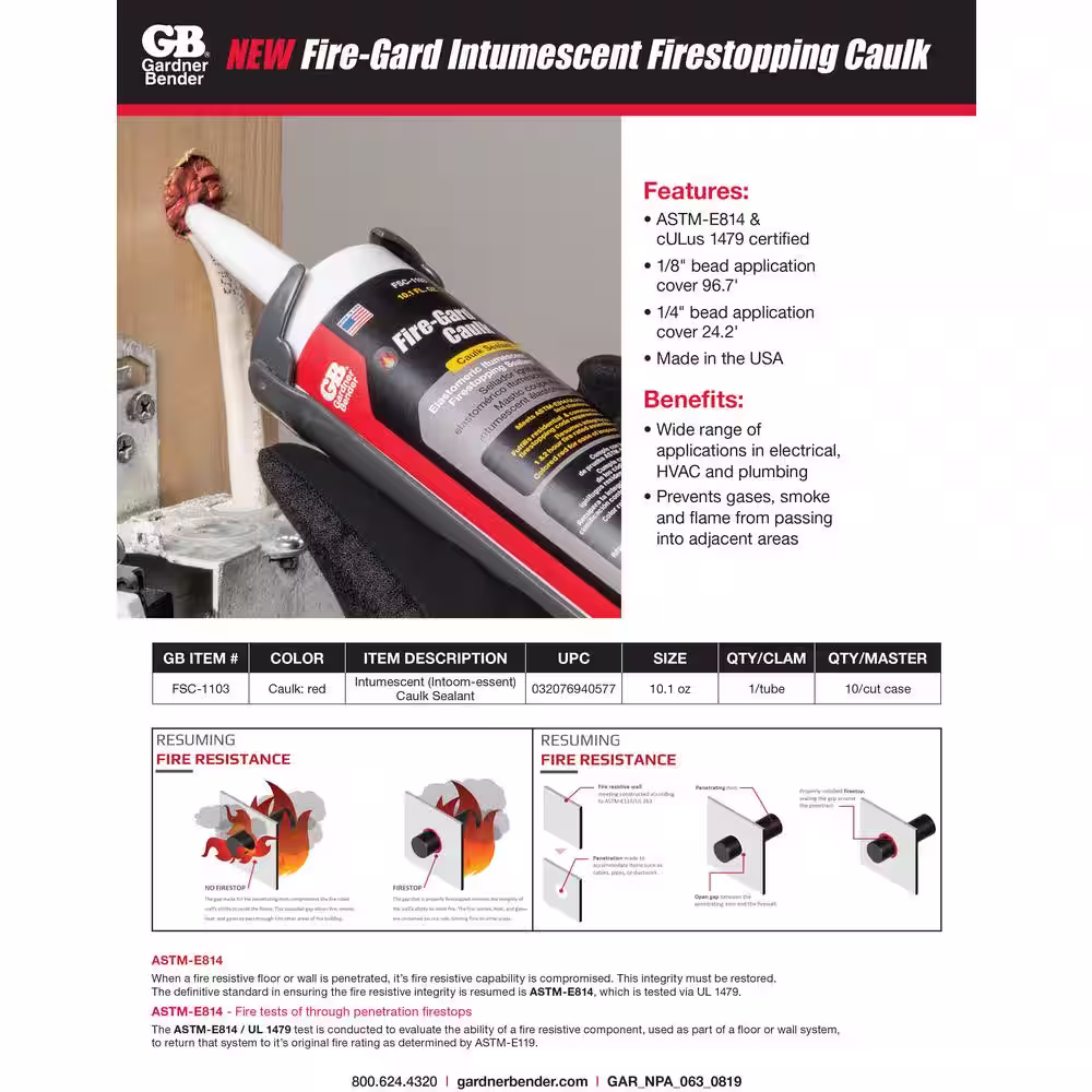 Gardner Bender 10.1 fl. oz. Red Fire-Gard Fire-Stopping Sealant Caulk