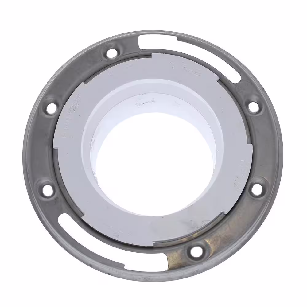 JONES STEPHENS 7 in. O.D. Plumbfit PVC Closet (Toilet) Flange with Stainless Steel Ring, Fits Over 3 in. or Inside 4 in. Sch. 40 Pipe