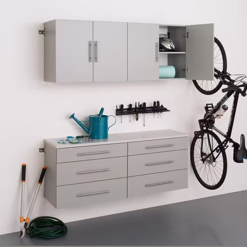Prepac HangUps 4-Piece Composite Garage Storage System in Light Gray (60 in. W x 72 in. H x 16 in. D)