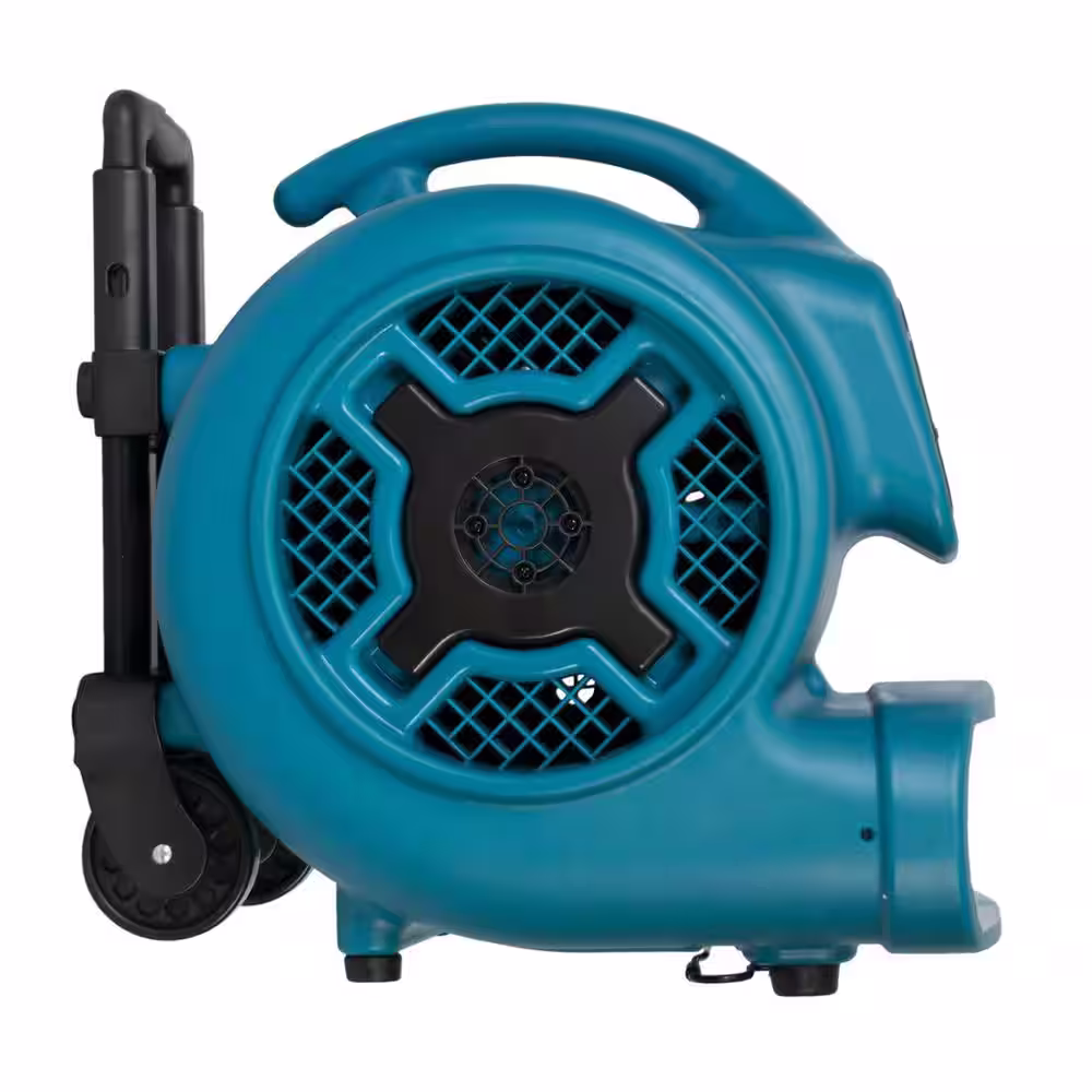 XPOWER 3/4 HP 3200 CFM 3 Speed Air Mover Carpet Dryer Floor Fan Blower with Telescopic Handle and Wheels