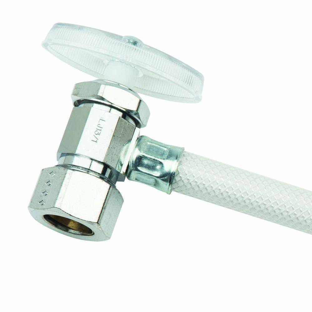 BrassCraft Faucet Kit: 1/2. Comp Multi-Turn Angle Valve x 1/2 in. FIP x 16 in. Vinyl Supply Line with Flange