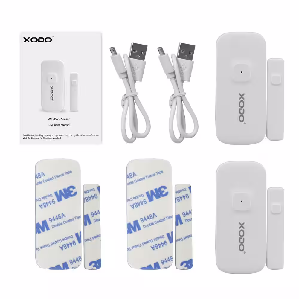 Xodo Wi-Fi Wireless Security Burglar Alarm Chime Sensors for Doors/Windows - Intruder Alert-Smart Phone Compatible (2-Pack)
