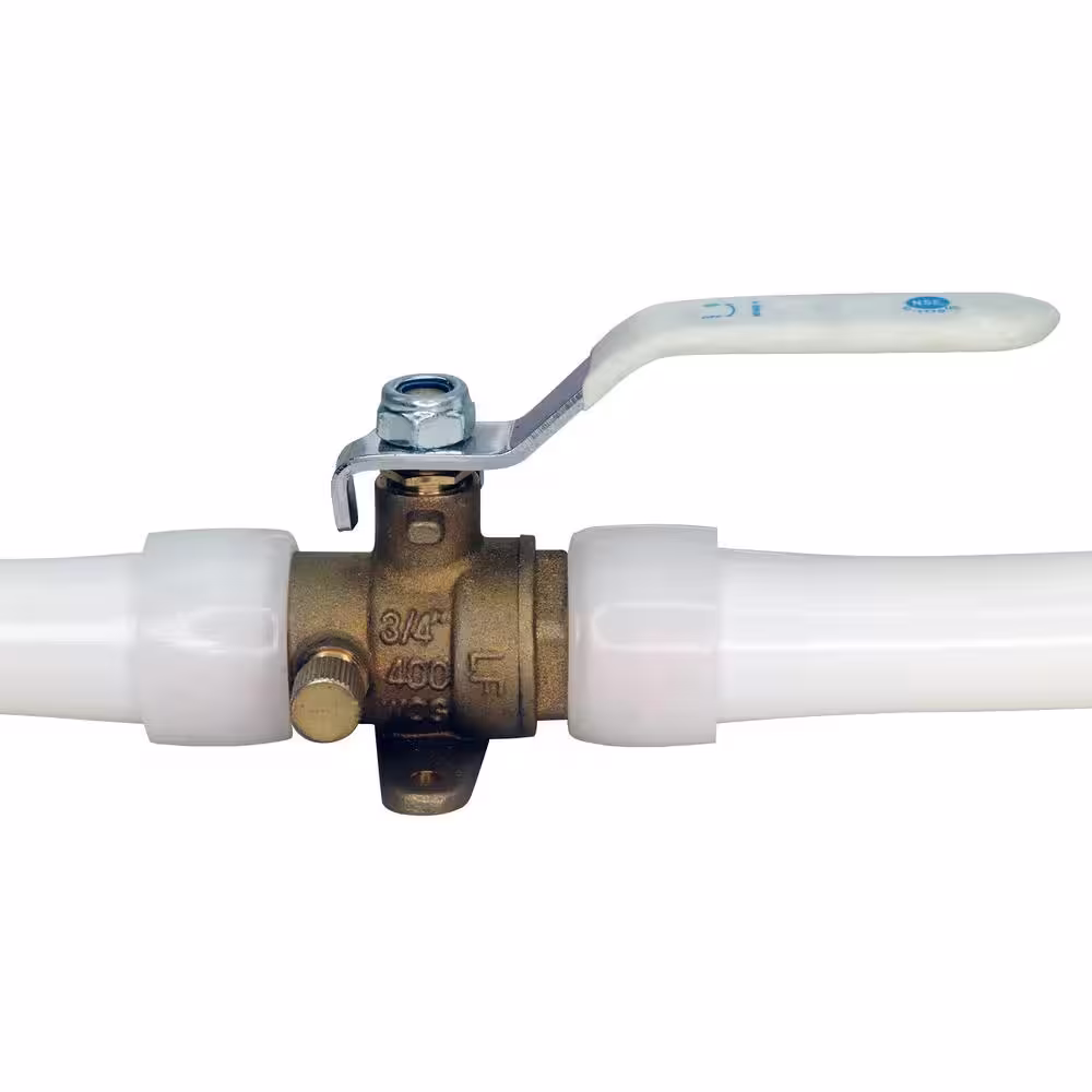 Apollo 3/4 in. Brass PEX-A Barb Ball Valve with Drain and Mounting Pad