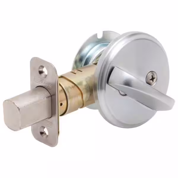 Schlage B80 Series Satin Nickel One-Sided Interior Deadbolt Thumbturn Certified Highest for Security and Durability