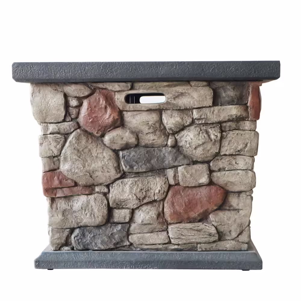 Noble House Tatum 30 in. x 24 in. Square MGO Propane Fire Pit in Stone
