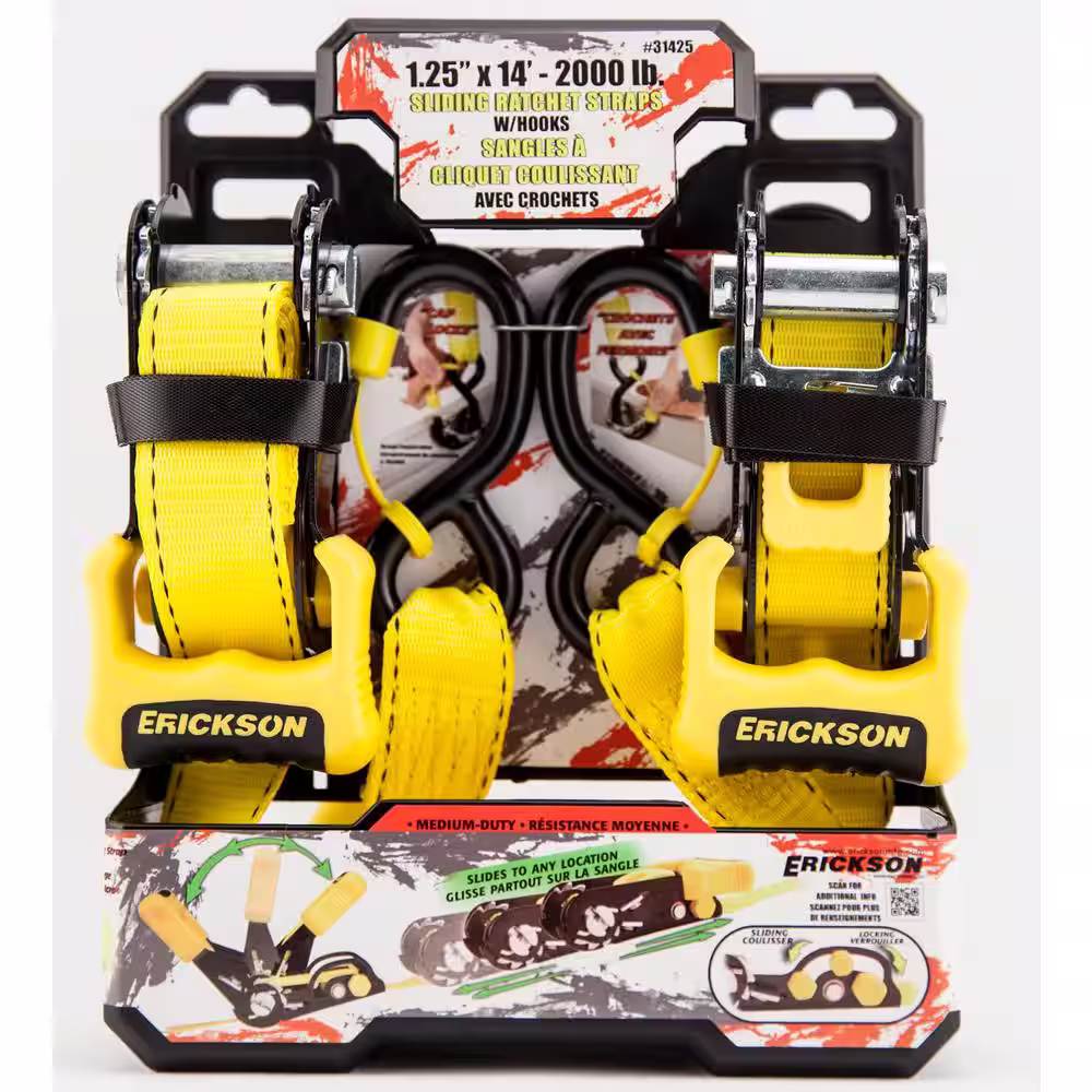 Erickson 14 ft. x 1-1/4 in. Sliding Ratchets (2-Pack)
