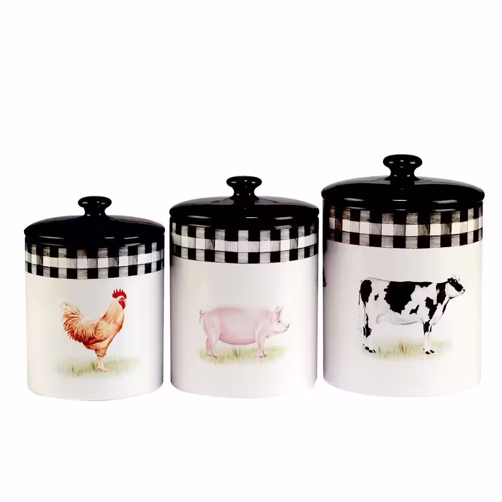 Certified International On the Farm 3-Piece Earthenware Canister Set