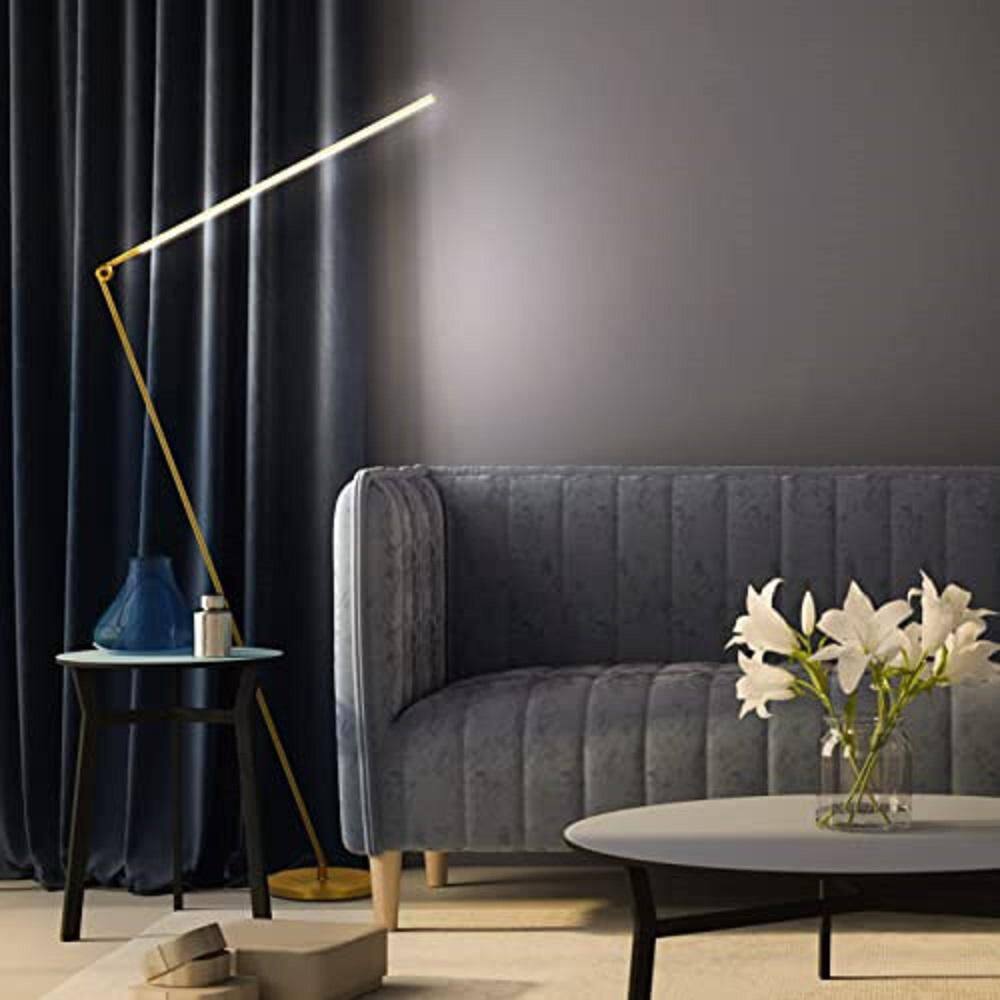 Brightech Libra 64.5 in. Brass LED Swing Arm Floor Lamp with Built-in 3 Mode Dimmer
