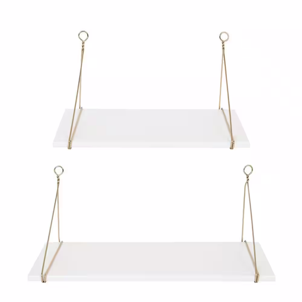 Kate and Laurel Vista 10 in. x 24 in. x 10 in. White Decorative Wall Shelf