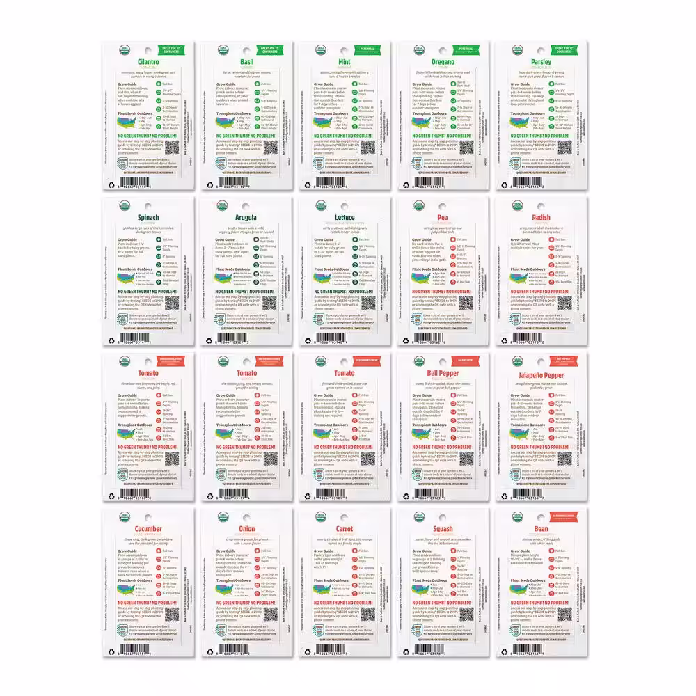 Back to the Roots Organic Herbs and Veggie Seeds Variety (20-Pack)