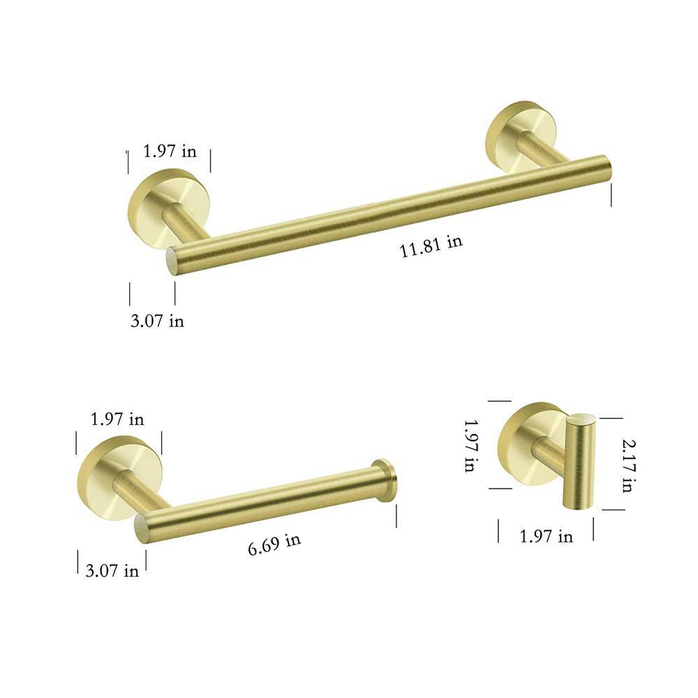 None 3-Piece Wall Mount Gold Paper Towel Holder+\Æ113 Piece Wall Mount Matte Black Paper T