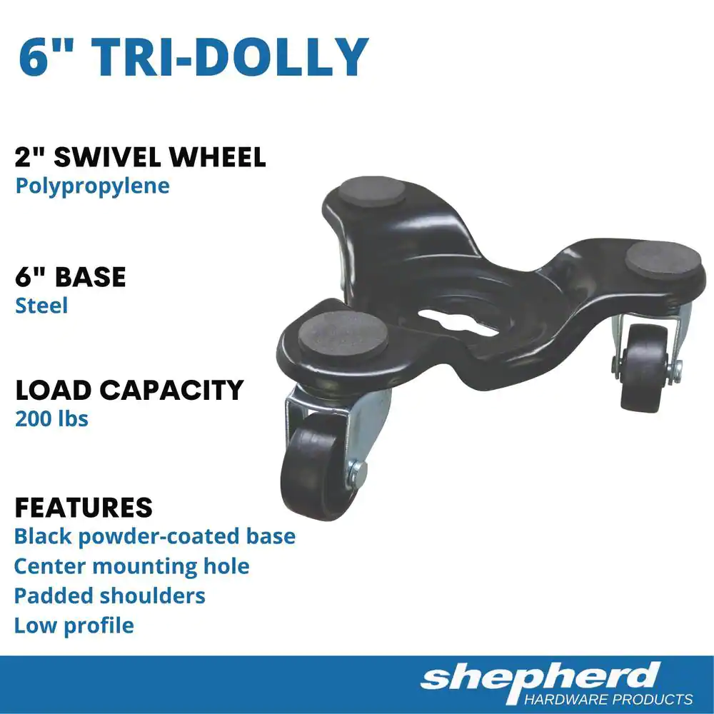 Shepherd 6 in. Steel Tri-Dolly with 200 lb. Load Rating