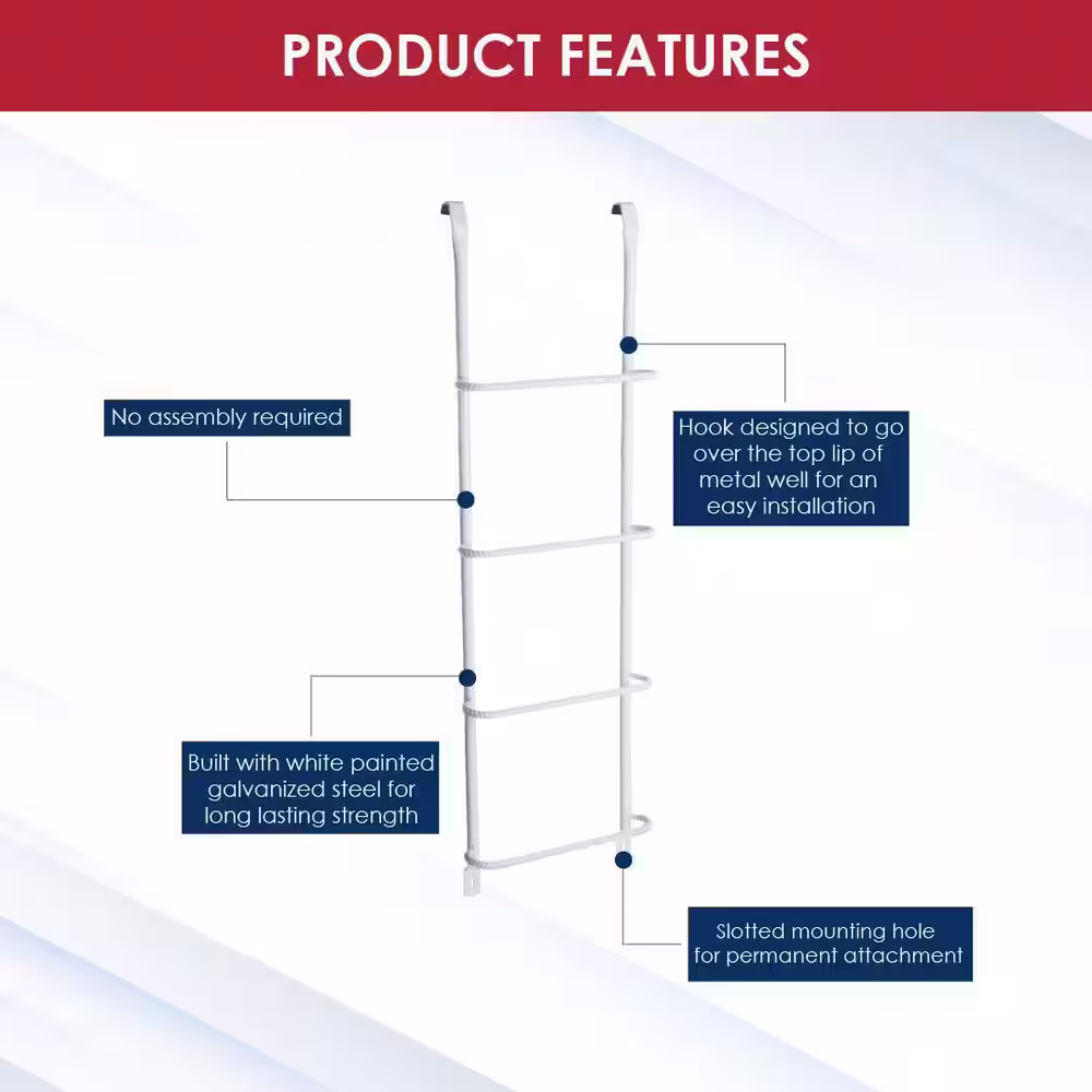 SHAPE PRODUCTS 4-Step White Steel Window Well Escape Ladder