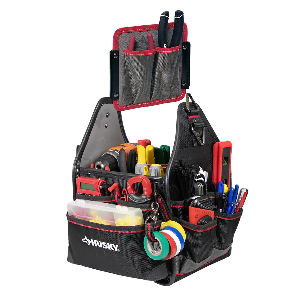 Husky 10 in. Electrician Tool Bag with Removable Tool Wall