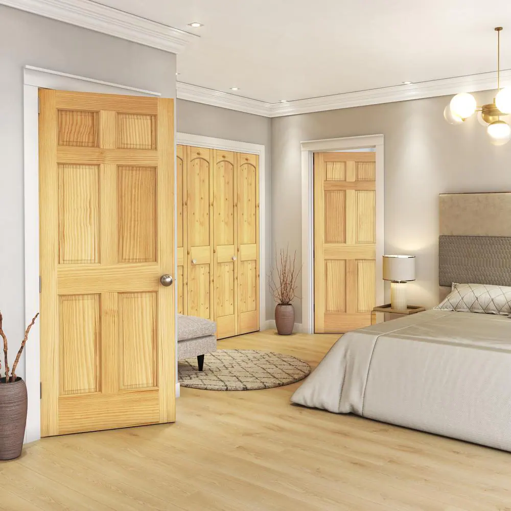 eightdoors 30 in. x 80 in. x 1-3/8 in. 6-Panel Clear Pine Wood Solid Core Interior Door Slab