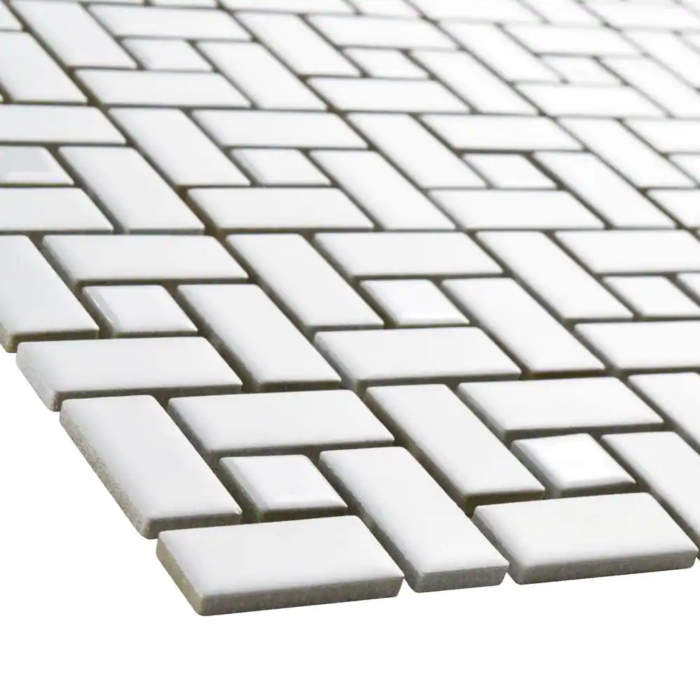 Merola Tile Spiral Matte White with Glossy White Dot 12-1/2 in. x 12-1/2 in. Porcelain Mosaic Tile (11.1 sq. ft./Case)