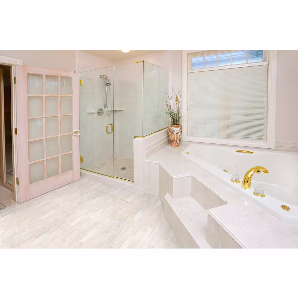 MSI Angora Basketweave 12.5 in. x 12.5 in. Polished Marble Floor and Wall Tile (10 sq. ft./Case)