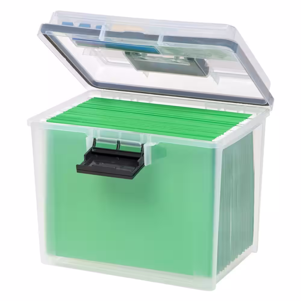 IRIS 19 Qt. Portable WeatherPro File Storage Box in Clear