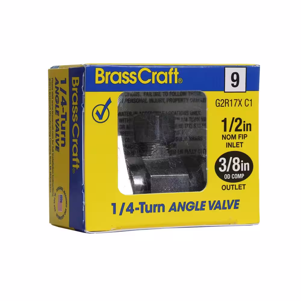 BrassCraft 1/2 in. FIP Inlet x 3/8 in. Compression Outlet 1/4-Turn Angle Valve