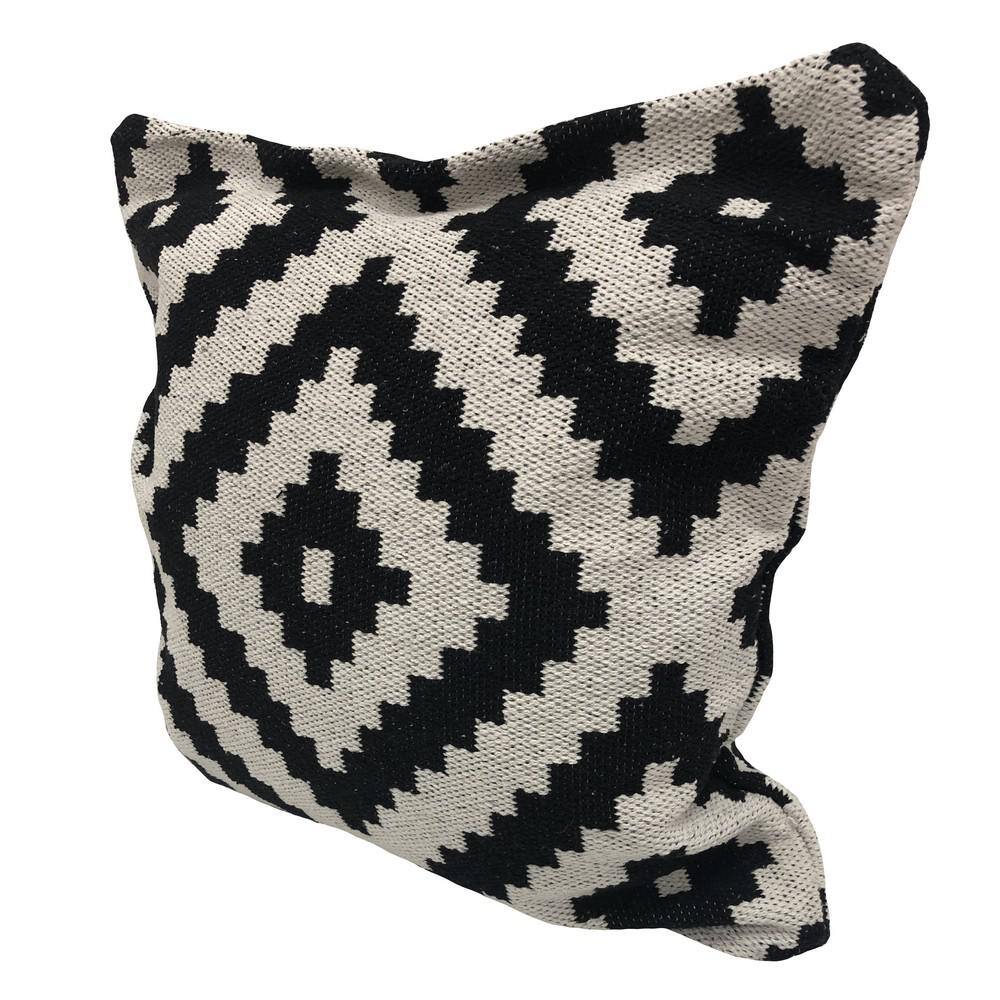 LR Home Medallion Black and White Geometric Cozy Poly-Fill 24 in. x 24 in. Throw Pillow