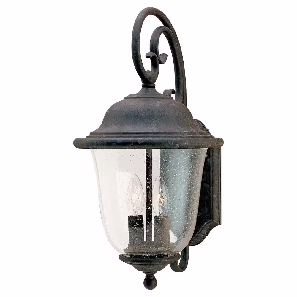 Generation Lighting Trafalgar 2-Light Oxidized Bronze Outdoor 18 in. Wall Lantern Sconce