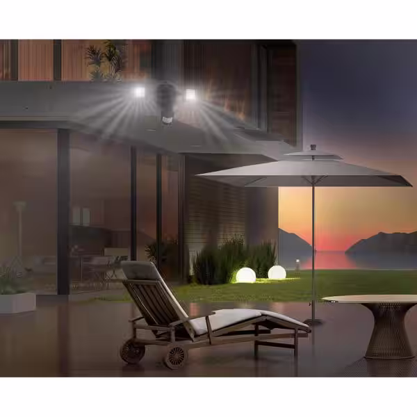 NATURE POWER 120 Integrated LEDÂ BlackÂ Dual Head Outdoor Solar Motion Activated SecurityÂ FloodÂ Light