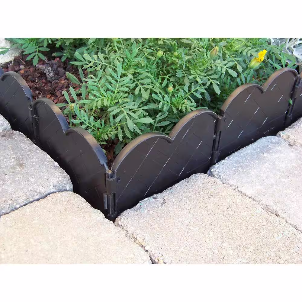 VALLEY VIEW 7 in. x 7 in. x 7 in. Black Interlocking Plastic Landscape Edging (10 ft.)