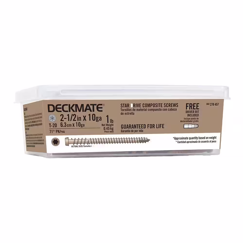 Deckmate #10 2-1/2 in. Star Pan-Head Wood Deck Screws 1 lb.-Box (71-Piece)