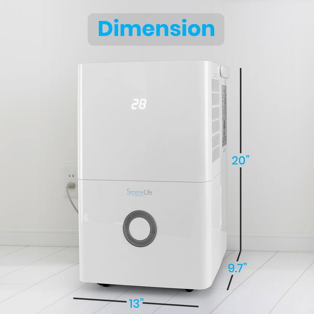 SereneLife 50-Pint Compact Dehumidifier for Quiet and Efficient Intelligent Humidity Control on Small/Medium
