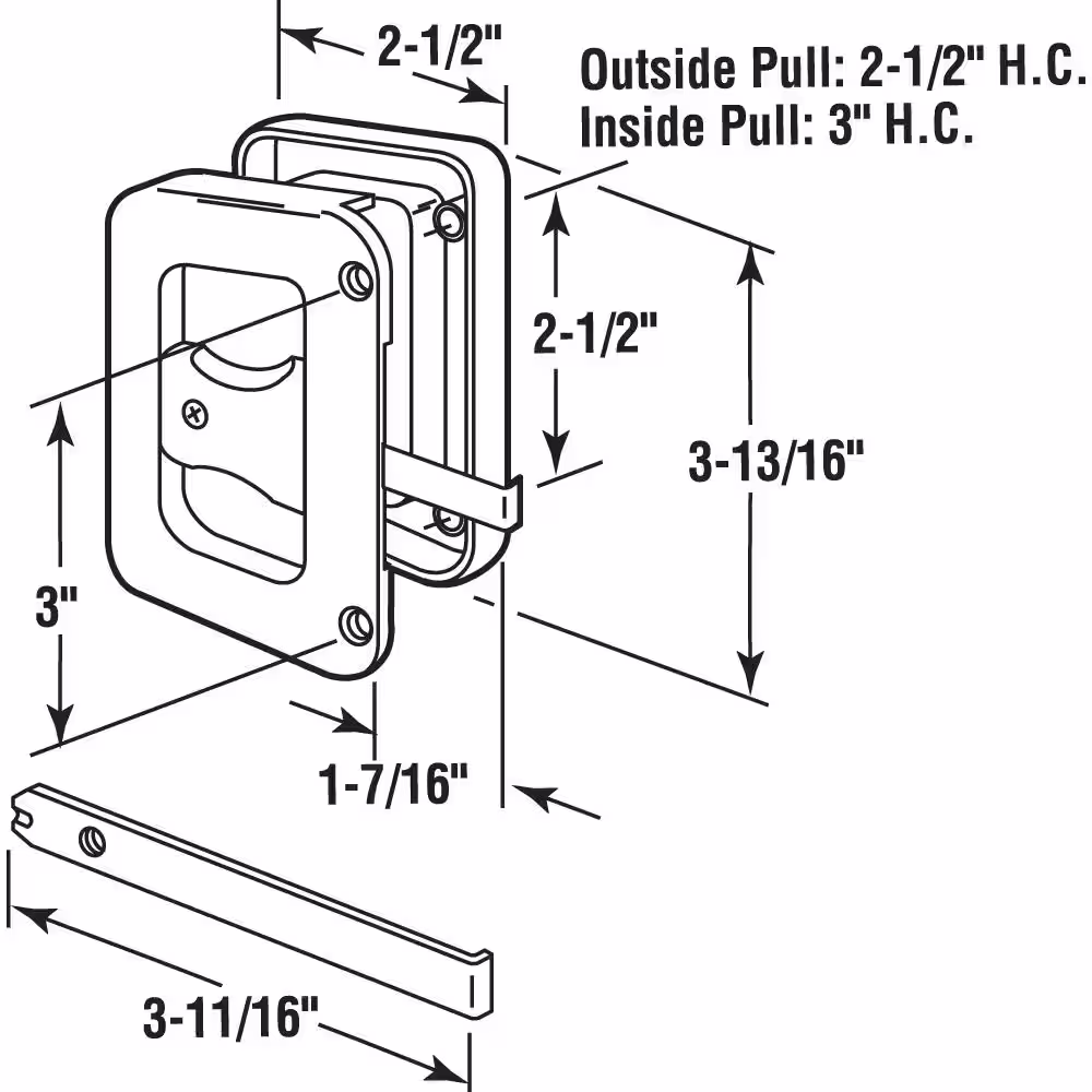 Prime-Line Black Plastic Hat Section Screen Door Handle and Latch